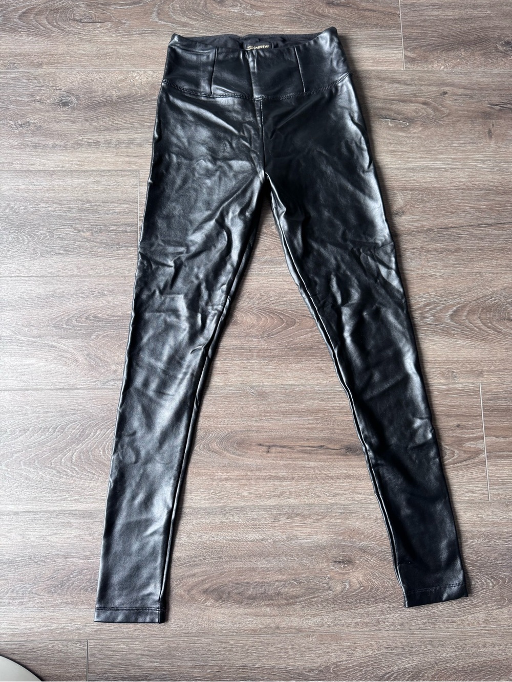 Shinestar Black Faux Leather High-Rise Leggings